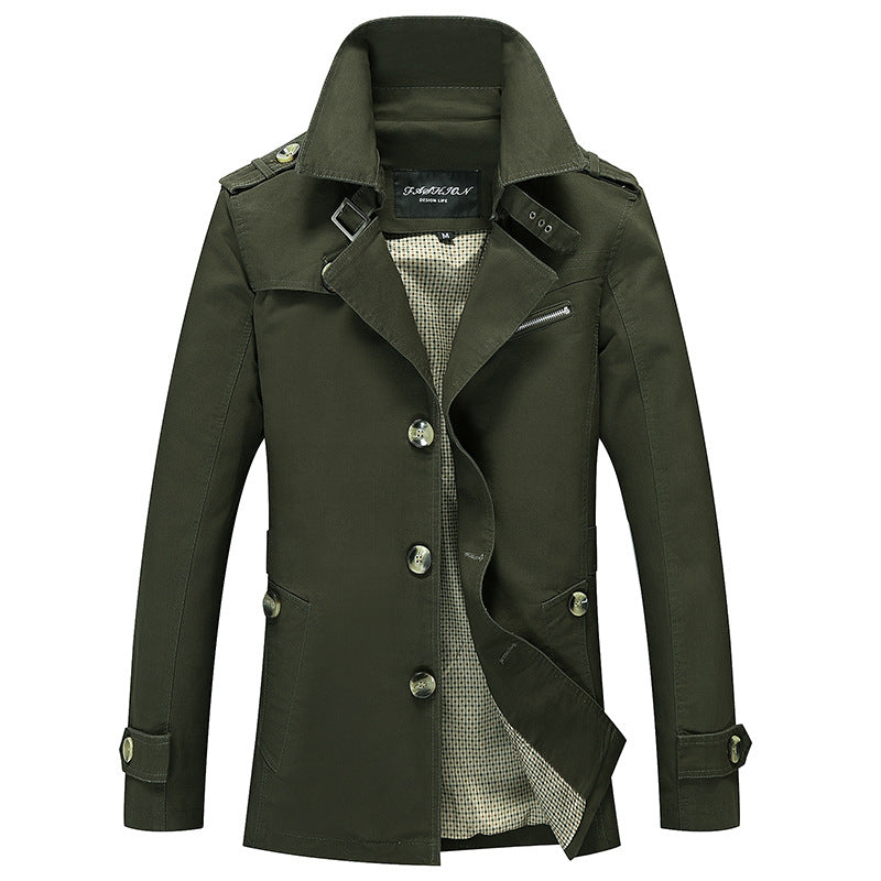 Herren Trenchcoat Lässig Modern mit Taschen