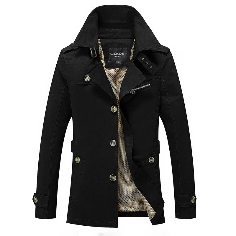 Herren Trenchcoat Lässig Modern mit Taschen