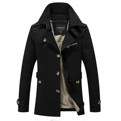 Herren Trenchcoat Lässig Modern mit Taschen