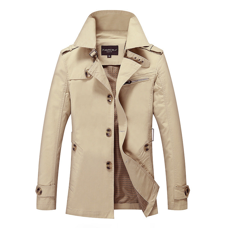 Herren Trenchcoat Lässig Modern mit Taschen