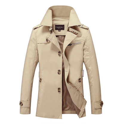 Herren Trenchcoat Lässig Modern mit Taschen