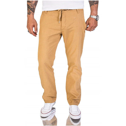 Herren Hose Bequem Baumwoll Casual Einfarbig