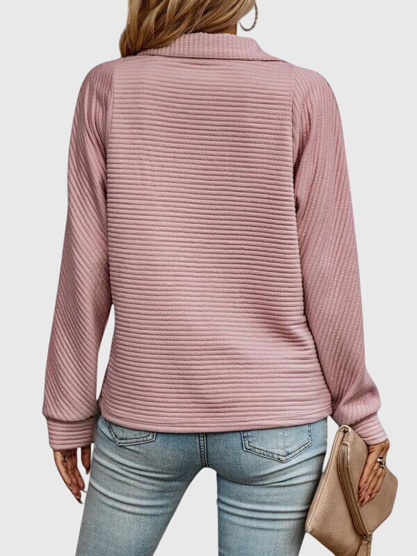 Damen Pullover Langarm Lässig mit Reißverschluss