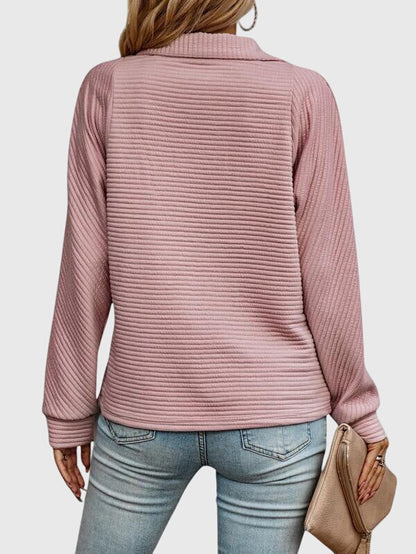 Damen Pullover Langarm Lässig mit Reißverschluss
