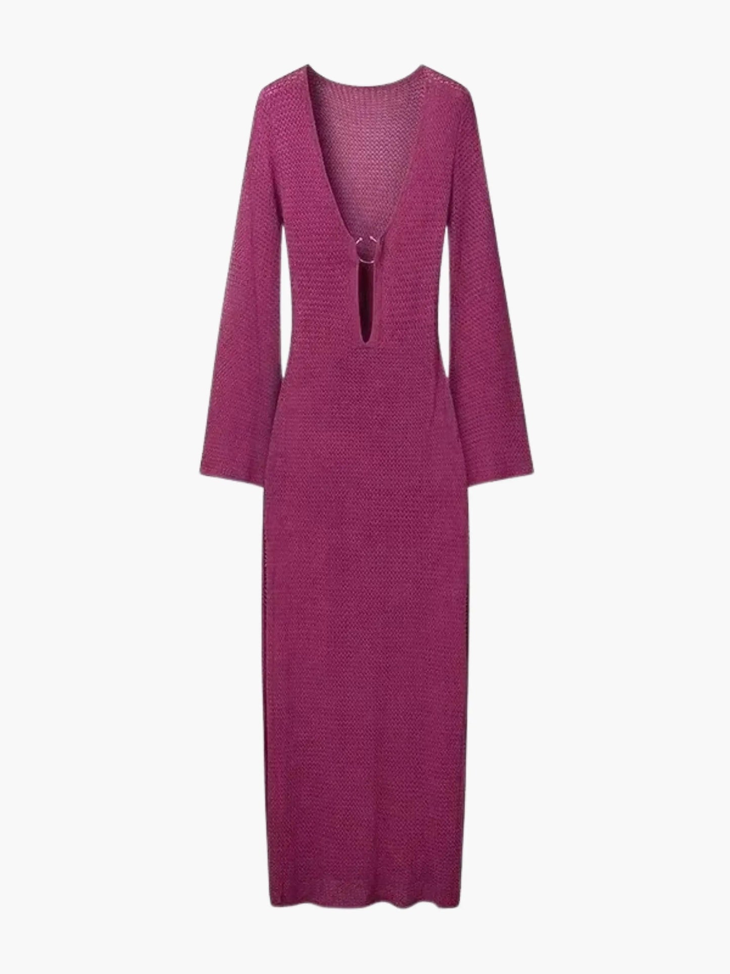 Lila Maxikleid Strickkleid Damen Langkleid - BerlinGlamour