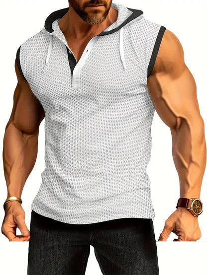 Herren Sportshirt Ärmellos Kapuzenpullover Sportlich