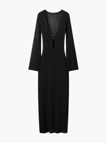 Lila Maxikleid Strickkleid Damen Langkleid