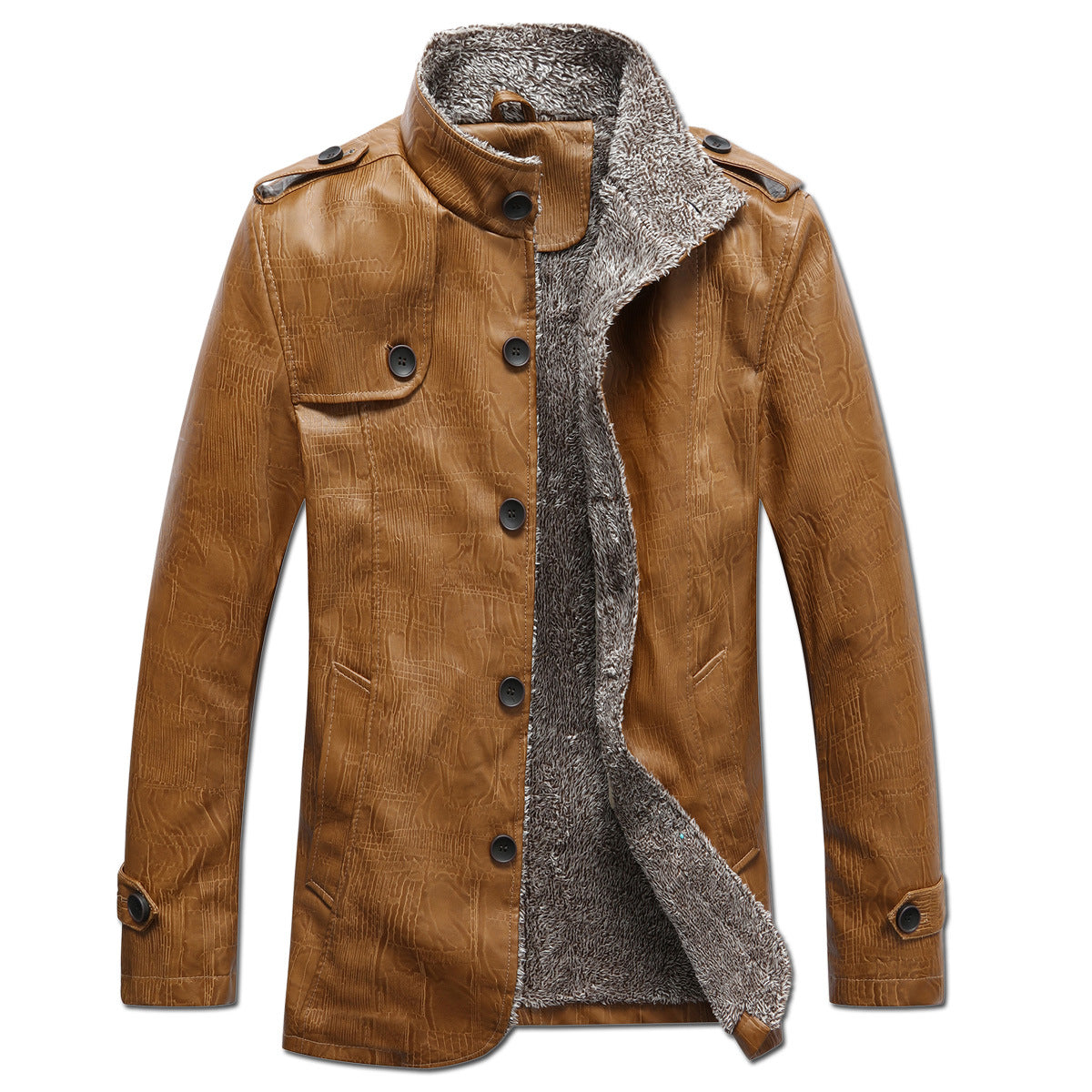 Lederjacke Herren Modisch Warm Fleece Schnitt