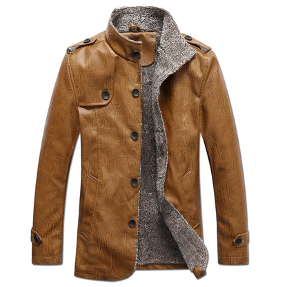 Lederjacke Herren Modisch Warm Fleece Schnitt
