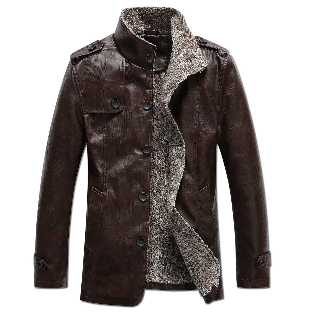 Lederjacke Herren Modisch Warm Fleece Schnitt