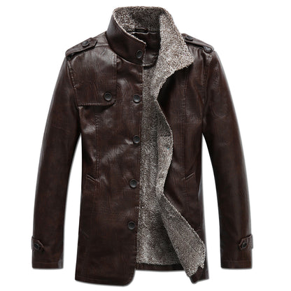 Lederjacke Herren Modisch Warm Fleece Schnitt
