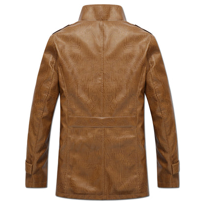 Lederjacke Herren Modisch Warm Fleece Schnitt