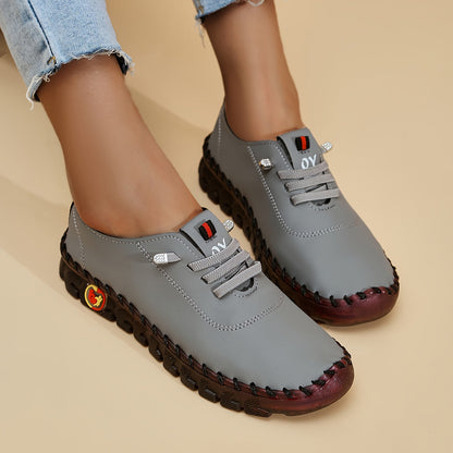 Bequeme Lederschuhe Runde Spitze Elegant Damen