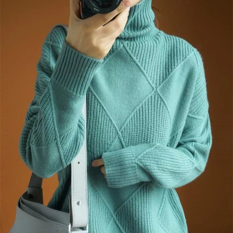 Damen-Rollkragenpullover aus lockerem Kaschmir von Jana