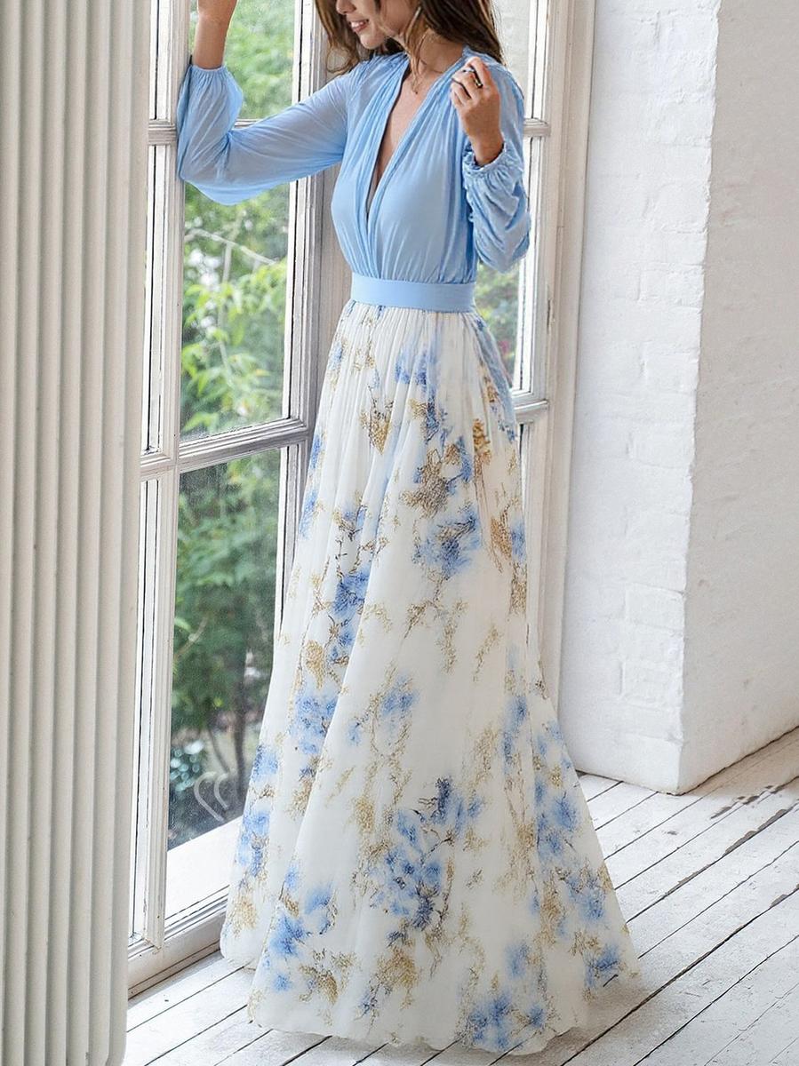 Langes Maxikleid Blumendruck Sommerkleid Frauen - BerlinGlamour