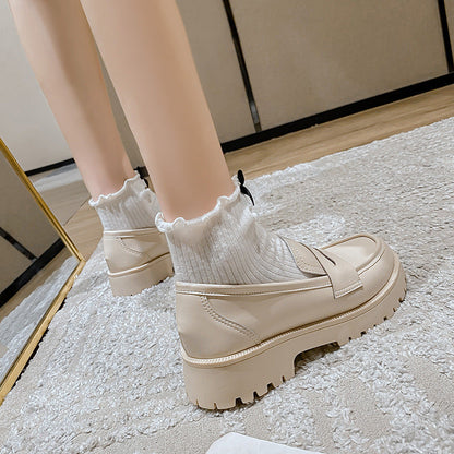 Damen Stiefel Britischer Stil Echtes Leder Plattformschuhe - BerlinGlamour