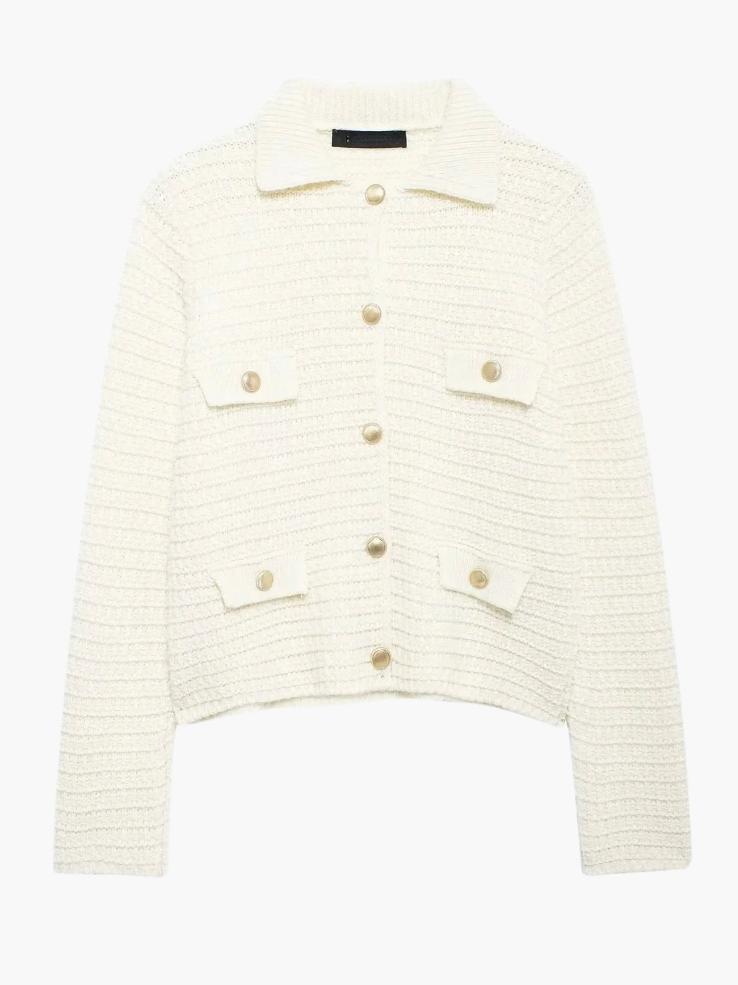Strickjacke Damen Texturiert Knopfleiste Modern - BerlinGlamour