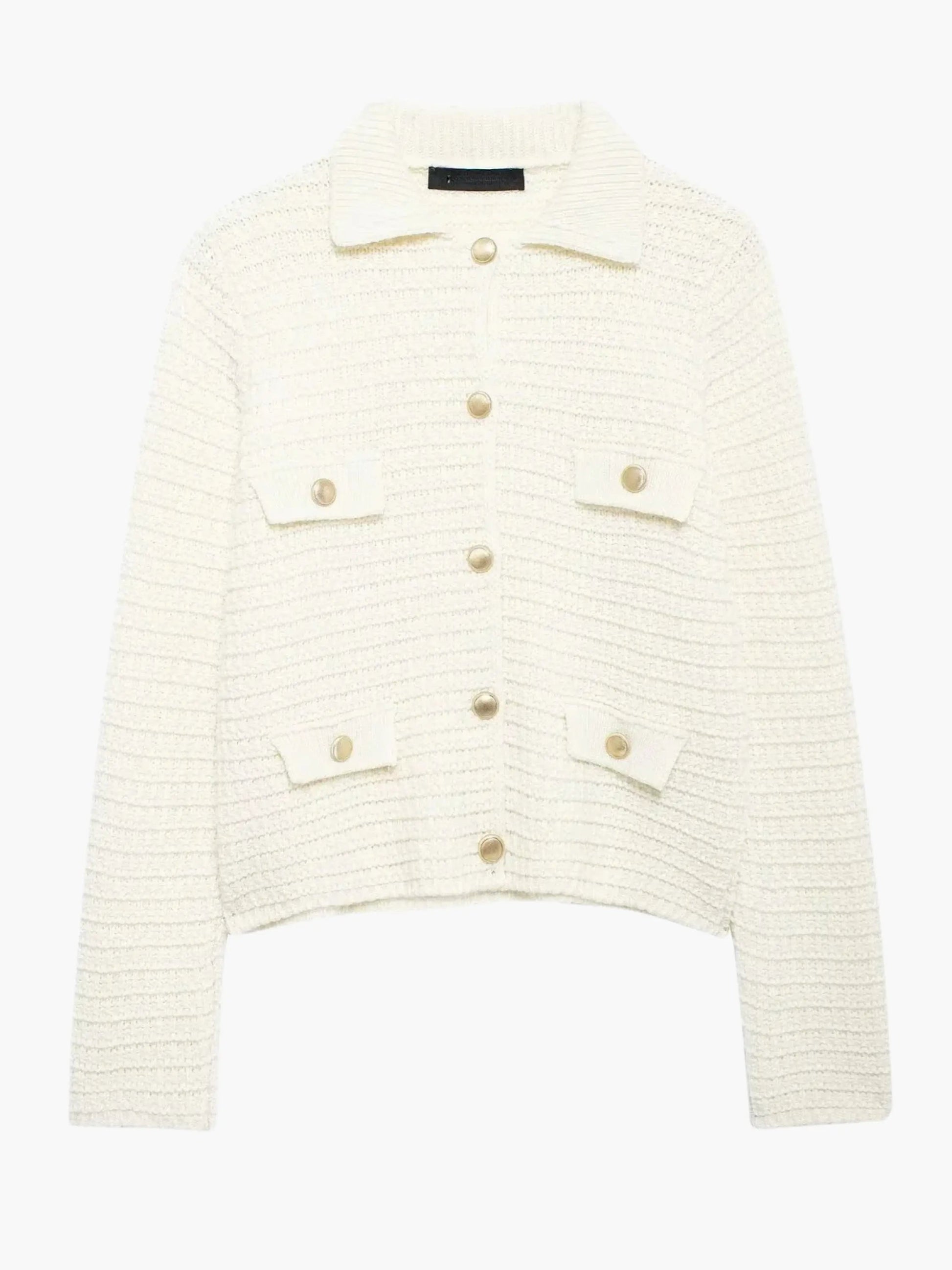 Strickjacke Damen Texturiert Knopfleiste Modern - BerlinGlamour
