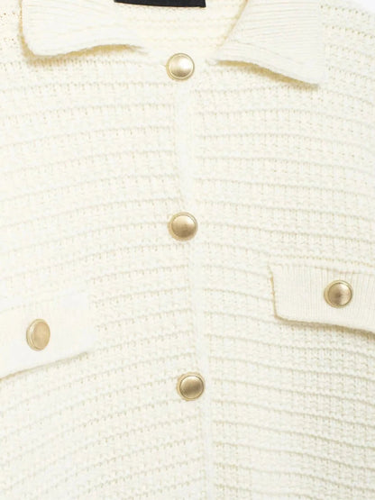 Strickjacke Damen Texturiert Knopfleiste Modern