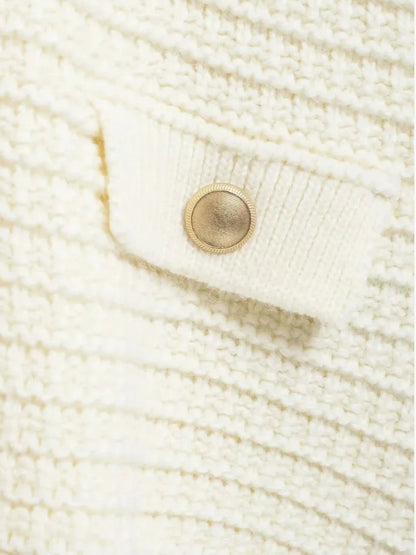 Strickjacke Damen Texturiert Knopfleiste Modern