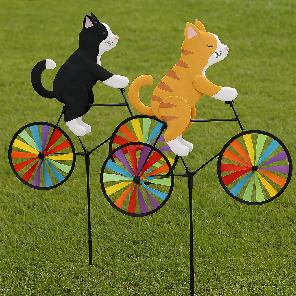 Bunte Katzen Gartenfigur Regenbogen Dekoration