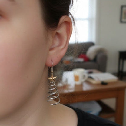 Weihnachtsbaum Ohrringe Spiral Dangle Glitzer