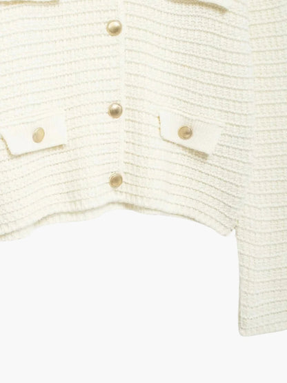 Strickjacke Damen Texturiert Knopfleiste Modern