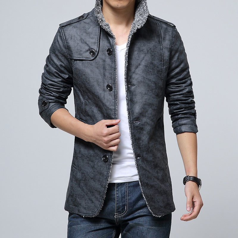 Herren Lederjacke Modern Mit Weichem Innenfutter Schwarz