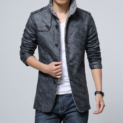Herren Lederjacke Modern Mit Weichem Innenfutter Schwarz