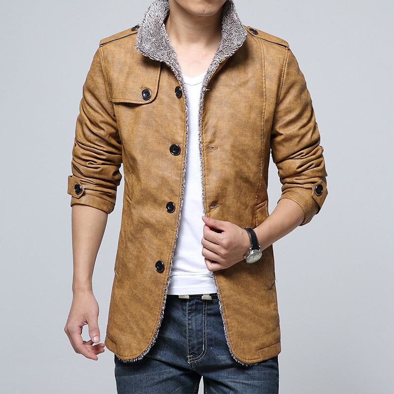 Herren Lederjacke Modern Mit Weichem Innenfutter Schwarz