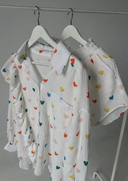 Herz-Print Zweiteiler Sommeroutfit Damen