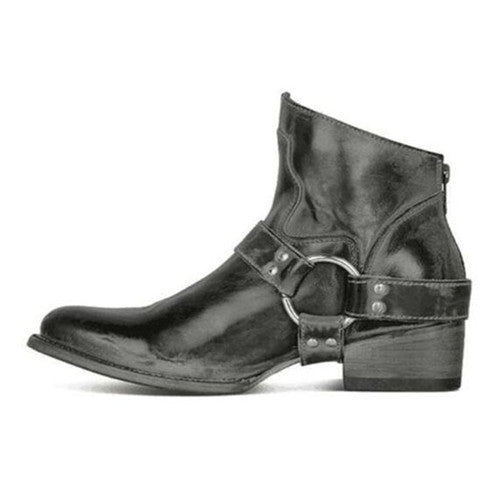 Damen Schuhe Leder Stiefel Elegante Schwarz