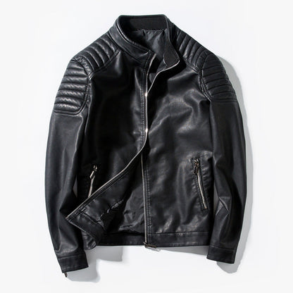 Ledermotorradjacke Herren Klassisch Schwarz