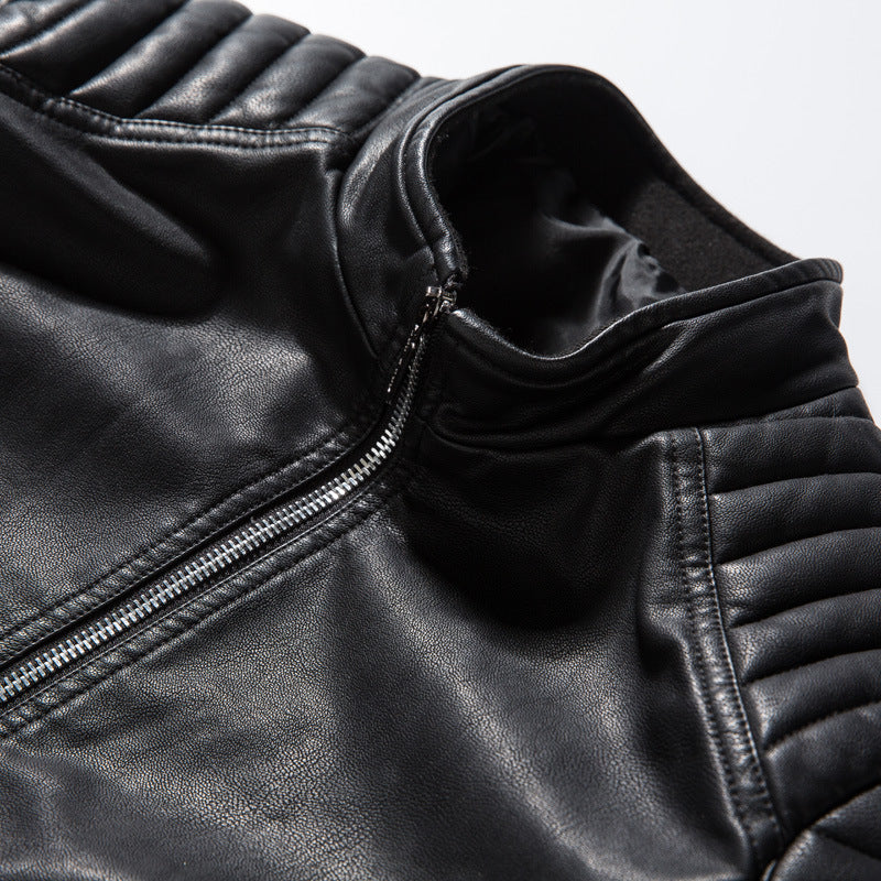 Ledermotorradjacke Herren Klassisch Schwarz