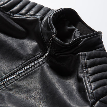 Ledermotorradjacke Herren Klassisch Schwarz