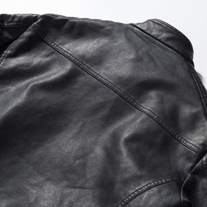 Ledermotorradjacke Herren Klassisch Schwarz