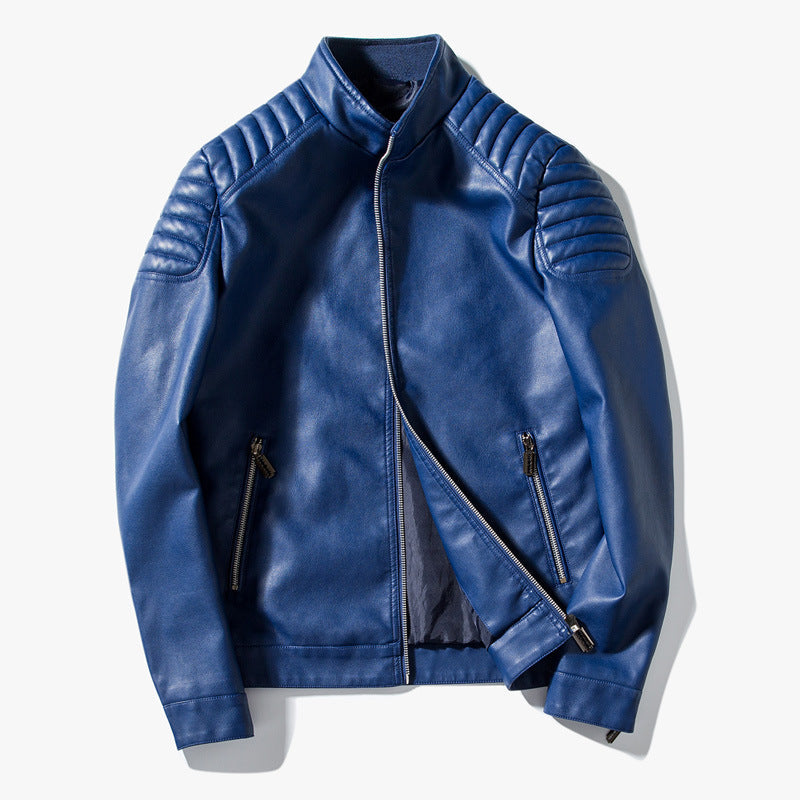 Ledermotorradjacke Herren Klassisch Schwarz
