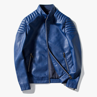 Ledermotorradjacke Herren Klassisch Schwarz