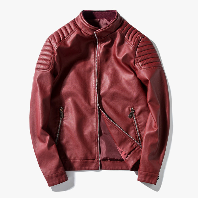 Ledermotorradjacke Herren Klassisch Schwarz