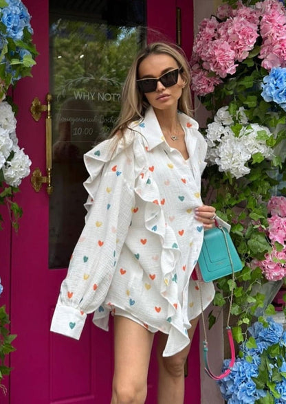 Herz-Print Zweiteiler Sommeroutfit Damen