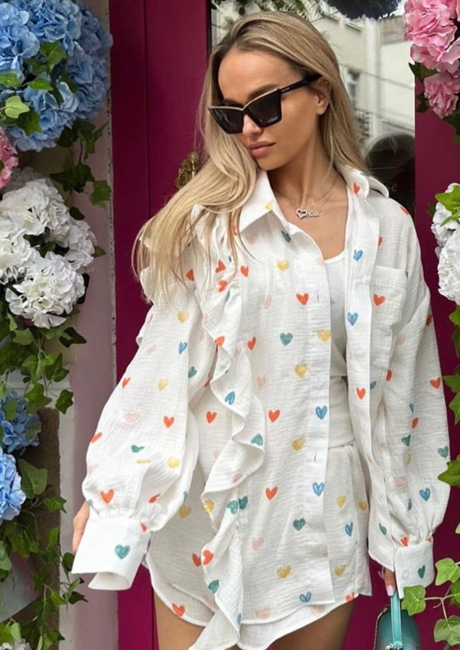 Herz-Print Zweiteiler Sommeroutfit Damen