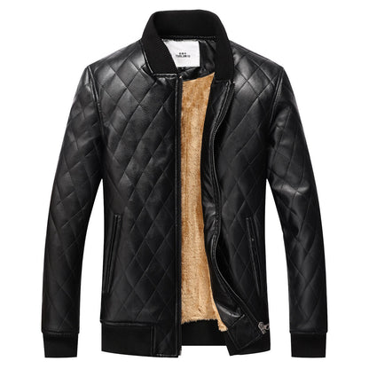 Lederjacke Herren Steppweste mit Weichem Innenfutter Schwarz