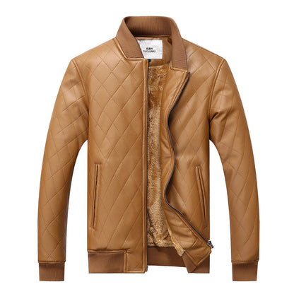 Lederjacke Herren Steppweste mit Weichem Innenfutter Schwarz