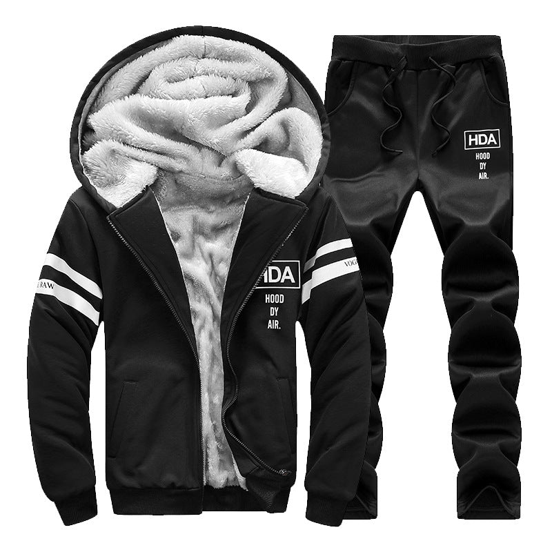 Herren Sportanzug Fleece Kapuze Elastisch Warm - BerlinGlamour