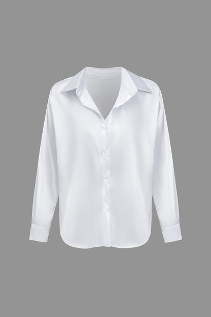 Elegante Bluse Langarm Seiden-Satin Damenbluse