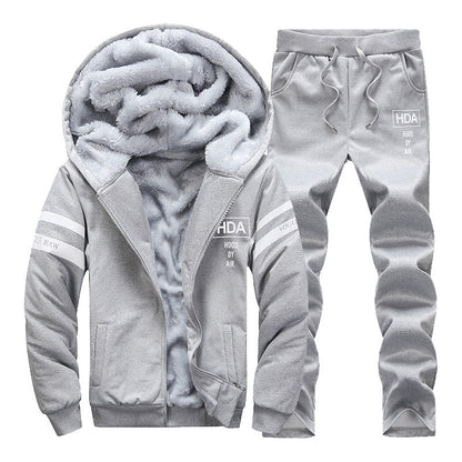 Herren Sportanzug Fleece Kapuze Elastisch Warm