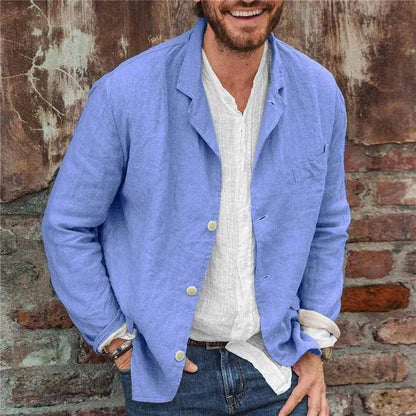 Herren Sommerjacke Leicht Baumwolle Leinen Modern