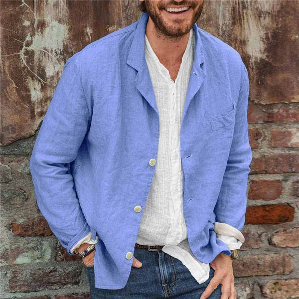 Herren Leinenjacke Slim Fit Beige Modern - BerlinGlamour