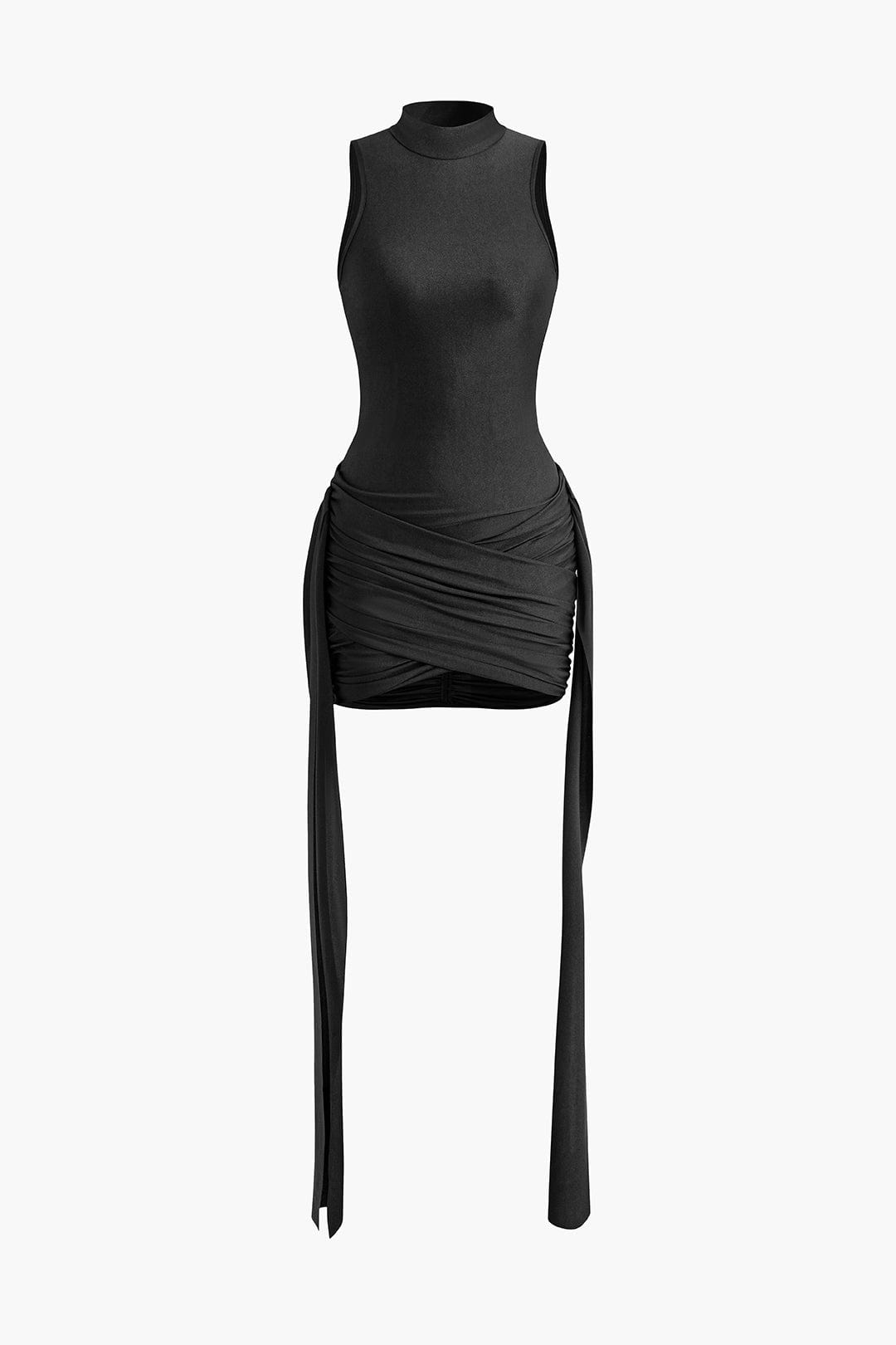 Elegantes Minikleid Bodycon Hochhalter mit Drapierung