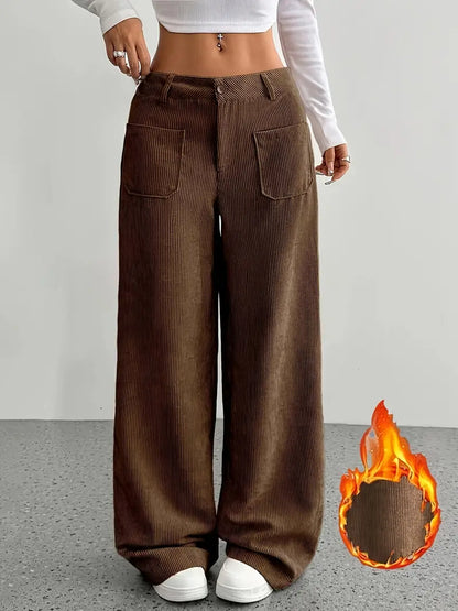 Damenhose Weite Bein Cordhose Frauen Trend